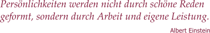 geformt, sondern durch Arbeit und eigene Leistung. Albert Einstein Persnlichkeiten werden nicht durch schne Reden